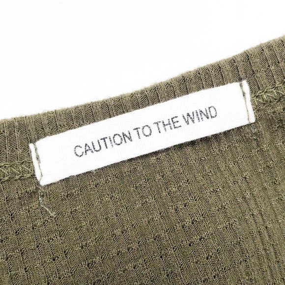 Caution to the Wind olive green long sleeve peplum top - Picture 3 of 4